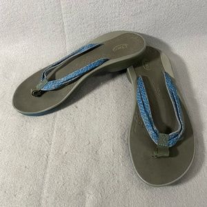 Chaco Flip Flop Slip On Sandals Gray Blue Shoes Womans Size 8